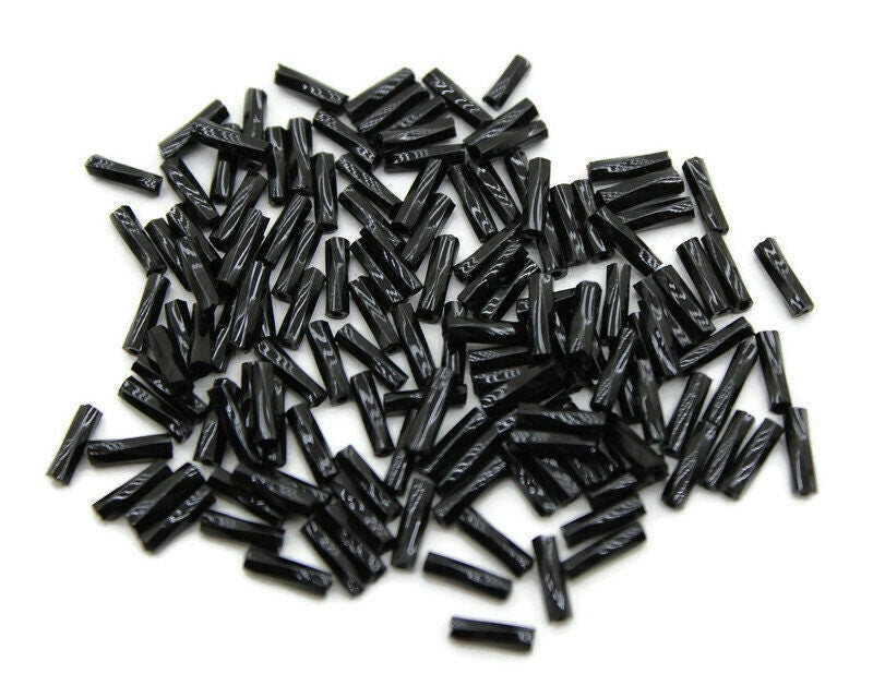 Czech Twisted Bugle Beads, Jet Black, Size 4, 20/50/100 Grams Packs, Vintage Czech Beads, Embroidery Beads, Jewelry Beads, Craft Supply, M49T/6