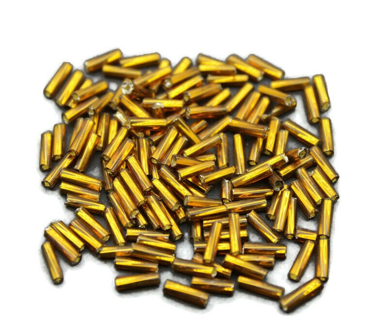 Czech Twisted Bugle Beads, Topaz Gold, Size 4, 20/50/100 Grams Pack, Vintage Czech Beads, Embroidery Beads, Jewelry Beads, Craft Supply, M222T/5