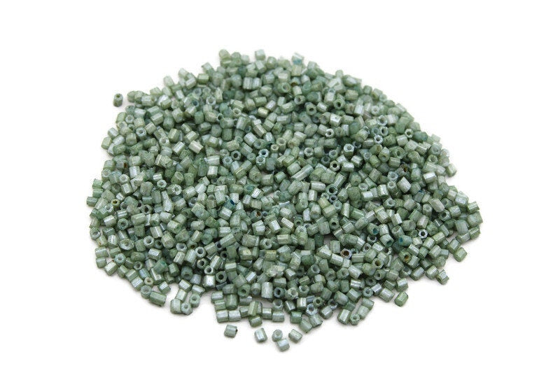 11/0 2 Cut Seed Beads, L. Olive Frosted, 20/50/100 Grams Packs, Embroidery making, Economical Jewelry Making, Indian Hex Cut, Hexagon Beads, 1118D/4.