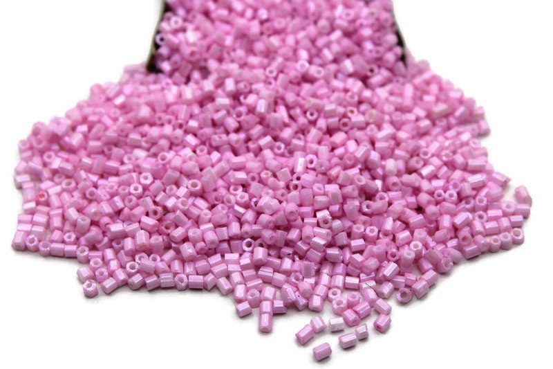 11/0 2 Cut Seed Beads, Bubble Gum pink Frosted , 20/50/100 Grams Packs, Embroidery making, Economical Jewelry Making, Hexagon Beads, 1011D/6.