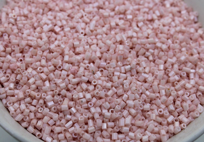 11/0 2 Cut Seed Beads, Blush Pink Frosted , 20/50/100 Grams Packs, Embroidery making, Economical Jewelry Making. Indian Hexagon Beads, 1011D/11.