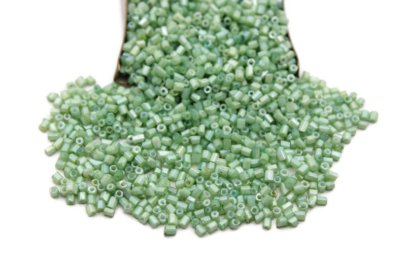 11/0 2 Cut Seed Beads, Glo Green Frosted , 20/50/100 Grams Packs, Embroidery making, Economical Jewelry Making, Indian Hex Cut, Hexagon Beads, 1054M/22.