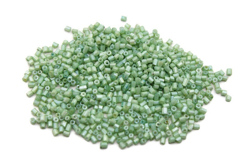 11/0 2 Cut Seed Beads, Glo Green Frosted , 20/50/100 Grams Packs, Embroidery making, Economical Jewelry Making, Indian Hex Cut, Hexagon Beads, 1054M/22.