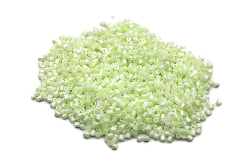 11/0 2 Cut Seed Beads, L. Celery Frosted, 20/50/100 Grams Packs, Embroidery making, Economical Jewelry Making, Indian Hex Cut, Hexagon Beads, 1013M/23.