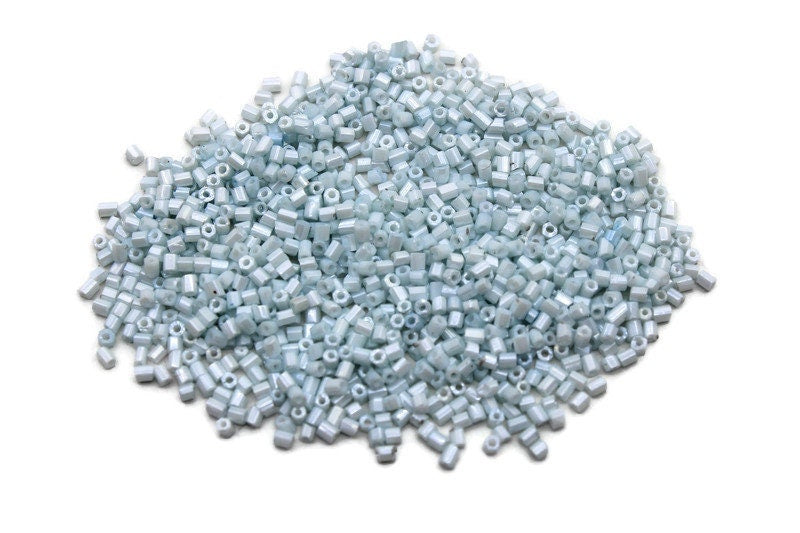 11/0 2 Cut Seed Beads, Baby Blue Frosted , 20/50/100 Grams Packs, Embroidery making, Economical Jewelry Making. Indian Hex Cut. Hexagon Beads, 1049L/21.