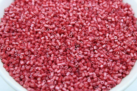 11/0 2 Cut Seed Beads, Red Frosted, 20/50/100 Grams Packs, Embroidery making, Economical Jewelry Making, Indian Hex Cut, Hexagon Beads, 1121D/19.