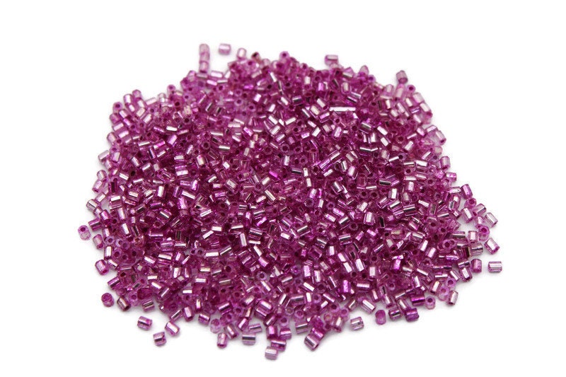 11/0 2 Cut Seed Beads, Deep Pink Silver-Lined , 20/50/100 Grams Packs, Embroidery making, Economical Jewelry Making, Indian, Hexagon Beads, 243D/1.