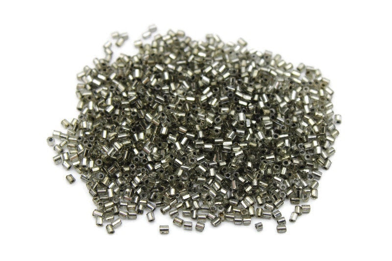 11/0 2 Cut Seed Beads, Metallic Army Silver-Lined , 20/50/100 Grams Packs, Embroidery making, Economical Jewelry Making, Hexagon Beads, 213/4.