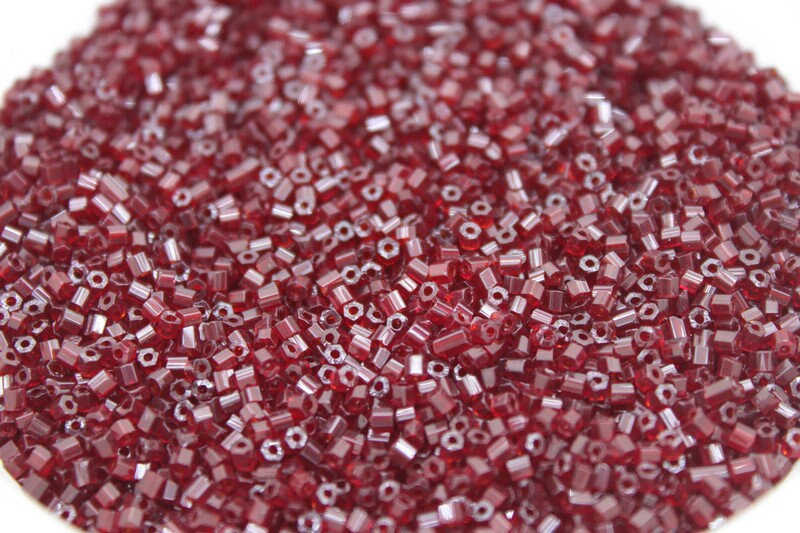 11/0 Preciosa 2 Cut Beads, Tr. Burgundy, Hexagon Glass Czech Seed Beads, 20/50/100 Grams Packs, Preciosa Ornella Beads, Embroidery Beads, Jewelry Findings, 90120/S8