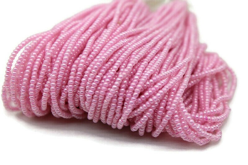 13/0 Preciosa Seed Beads, Pink Ceylon, 1/3/5 Hanks, Czech Seed Beads, Embroidery Beads, Craft Supply, Jewelry Findings, 37398