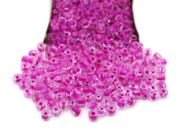 6/0 Seed Beads, Cerise Pink Color-Lined, 20/50/100 Grams Packs, Embroidery Beads, Jewelry Beads, Craft Supply, Rondelle Beads, Indian Beads, 159/12.