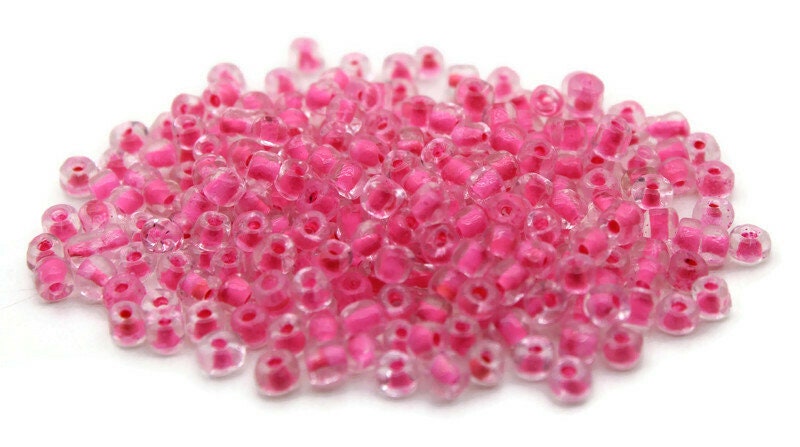 6/0 Seed Beads, Deep Pink Color-Lined, 20/50/100 Grams Packs, Embroidery Beads, Jewelry Beads, Craft Supply, Rondelle Beads, Indian Seed Beads, 138/16.