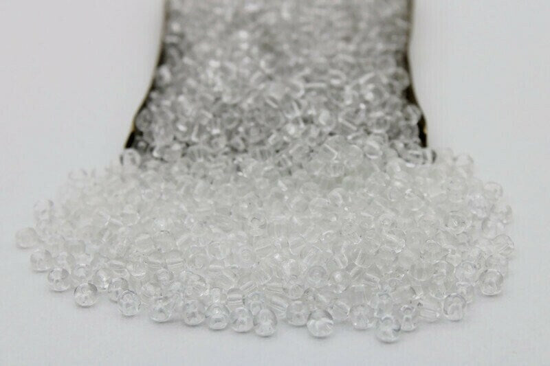 6/0 Seed Beads, Transparent Sugar White, 20/50/100 Grams Packs, Embroidery Beads, Jewelry Beads, Craft Supply, Rondelle Beads, Indian Seed Beads, 1/17.