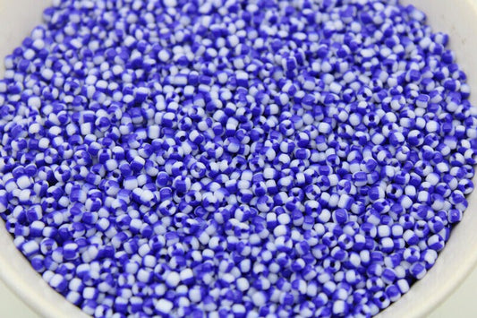 8/0 Navy-Blue White Striped Seed Beads, 20/50/100 Grams Packs, Embroidery Beads, Jewelry Beads, Craft Supply, Rondelle Beads, Indian Seed Beads, 481/4.