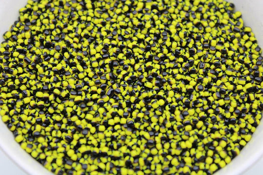 8/0 Black-Yellow Striped Seed Beads, 20/50/100 Grams Packs, Embroidery Beads, Jewelry Beads, Craft Supply, Rondelle Beads, Indian Seed Beads, 494/1.