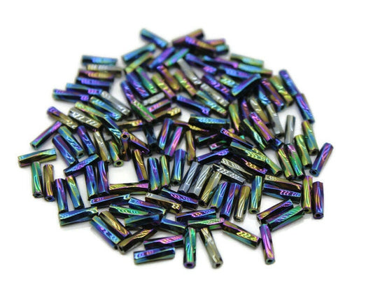 Czech Twisted Bugle Beads, Green Iris, Size 4, 20/50/100 Grams Pack, Vintage Czech Beads, Embroidery Beads, Jewelry Beads, Craft Supply, M409T/8