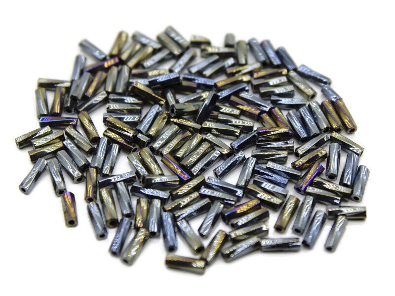 Czech Twisted Bugle Beads, Patina Iris Metallic, Size 4, 20/50/100 Grams Pack, Vintage Czech Beads, Embroidery Beads, Jewelry Beads, Craft Supply, M130T/7