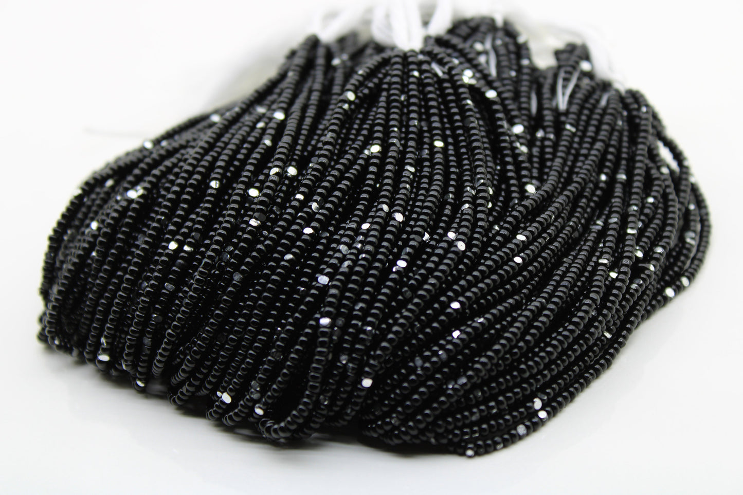 11/0 Charlotte Cut Beads, Jet Black with Silver Gleams, 1/3/5 Hanks, Preciosa Ornella Beads, Embroidery Beads, Craft Supply, Jewelry Findings, 23980.