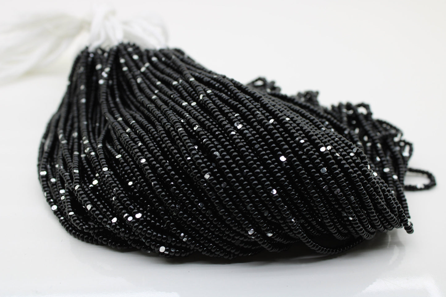 11/0 Charlotte Cut Beads, Jet Black with Silver Gleams, 1/3/5 Hanks, Preciosa Ornella Beads, Embroidery Beads, Craft Supply, Jewelry Findings, 23980.