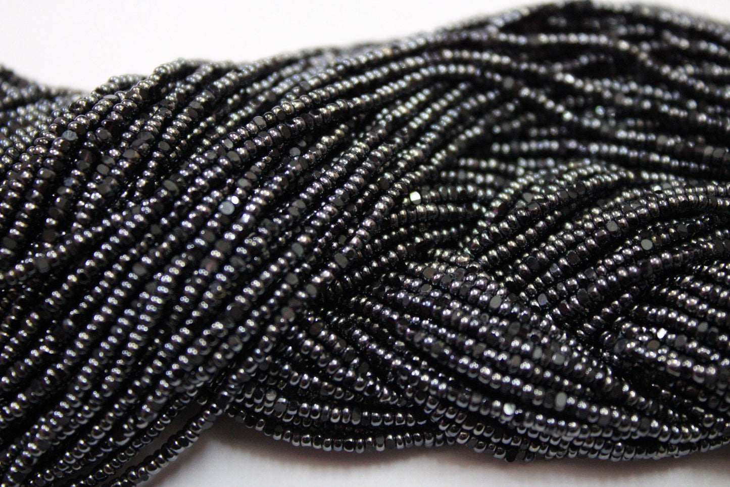 13/0 Charlotte True Cut Beads, Hematite Luster (2 Perfect Facets) 1 Hank, Embroidery Material, Jewelry Supply, Vintage Premium True Cuts