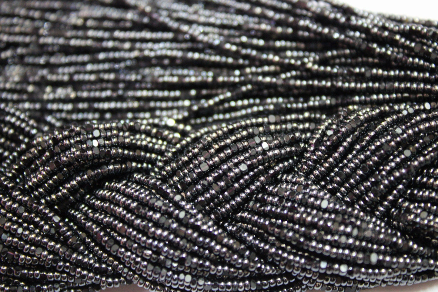 13/0 Charlotte True Cut Beads, Hematite Luster (2 Perfect Facets) 1 Hank, Embroidery Material, Jewelry Supply, Vintage Premium True Cuts