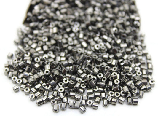 11/0 Preciosa 2 Cut Beads, Light Charcoal Metallic, Hexagon Glass Czech Seed Beads, 20/50/100 Grams Packs, Preciosa Ornella Beads, Embroidery Beads, Jewelry Findings, V.S.L.M/S25