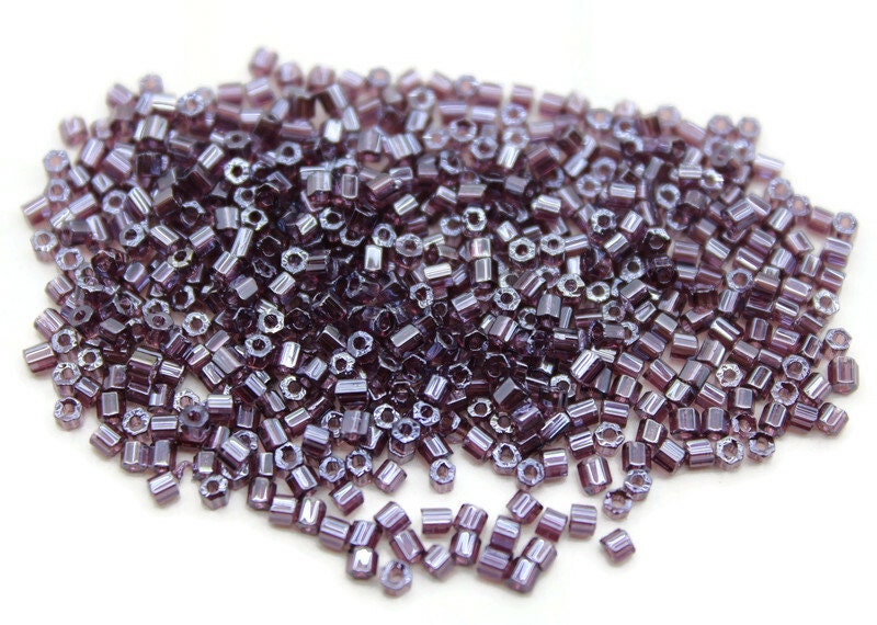 11/0 Preciosa 2 Cut Beads, Dark Amethyst Luster, Hexagon Glass Czech Seed Beads, 20/50/100 Grams Packs, Preciosa Ornella Beads, Embroidery Material, Jewelry Findings, 26060/S28