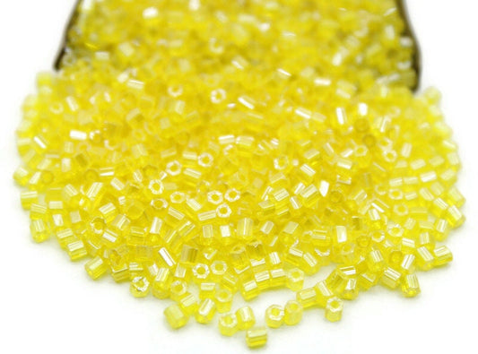 11/0 Preciosa 2 Cut Beads, Lemon Yellow Luster, Hexagon Glass Czech Seed Beads, 20/50/100 Grams Packs, Preciosa Ornella Beads, Embroidery Beads, Jewelry Findings, 86010,S29