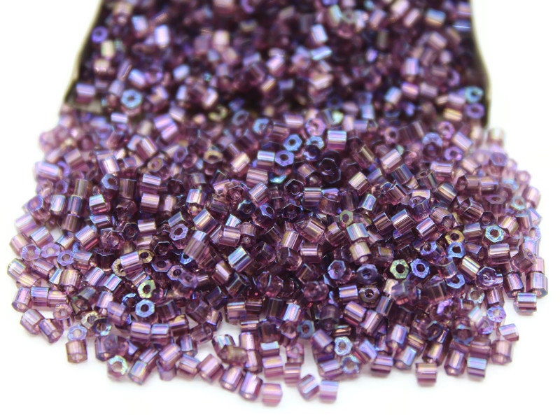 11/0 Preciosa 2 Cut Beads, Amethyst Rainbow, Hexagon Glass Czech Seed Beads, 20/50/100 Grams Packs, Preciosa Ornella Beads, Embroidery Beads, Jewelry Findings, 21060/S31