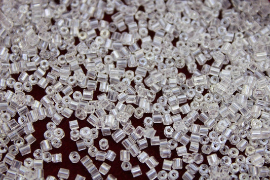 11/0 Preciosa 2 Cut Beads, White Transparent, Hexagon Glass Czech Seed Beads, 20/50/100 Grams Packs, Preciosa Ornella Beads, Embroidery Beads, Jewelry Findings, 48102/S32