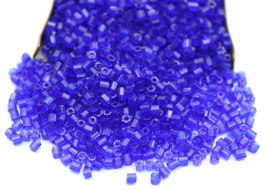 11/0 Preciosa 2 Cut Beads, Royal Blue Transparent, Hexagon Glass Czech Seed Beads, 20/50/100 Grams Packs, Preciosa Ornella Beads, Embroidery Beads, Jewelry Findings, 60300/S53