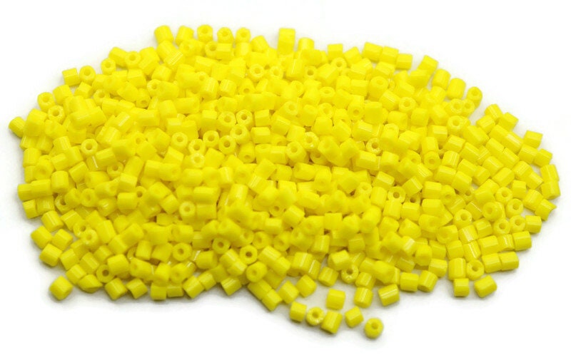 11/0 Preciosa 2 Cut Beads, Yellow Opaque, Hexagon Glass Czech Seed Beads, 20/50/100 Grams Packs, Preciosa Ornella Beads, Embroidery Beads, Jewelry Findings, 83110/S61