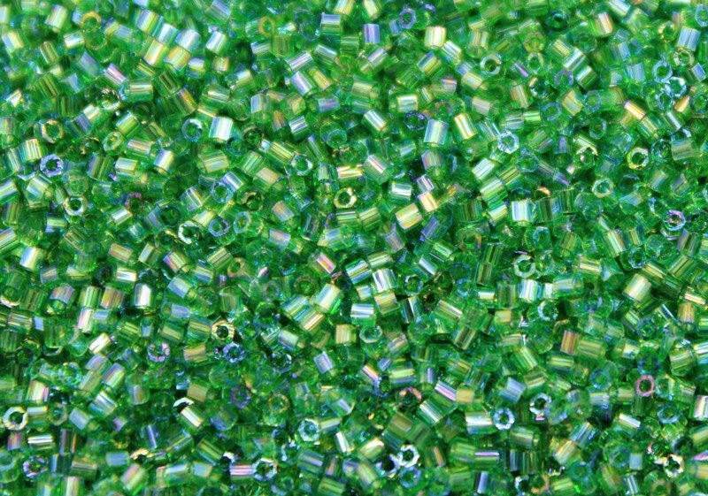 Matsuno Hexagon 2 Cut , 15/0, Forest Green AB, Japanese Seed Beads, 10/20/50 Grams, Hex Beads, MGB Glass Beads, Embroidery Material, 22R (547)/S9