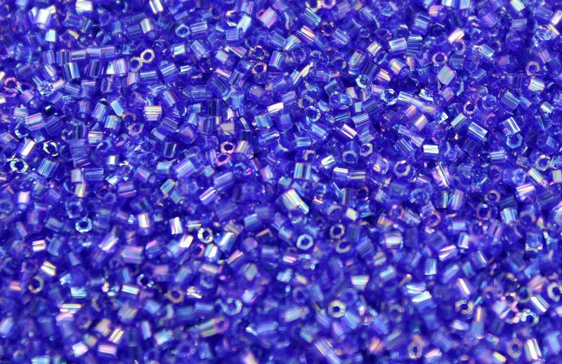 Matsuno Hexagon 2 Cut, 15/0, Royal Blue AB, Japanese Seed Beads, 10/20/50 Grams, Hex Beads, MGB Glass Beads, Embroidery Material, 14-R (546)/S6