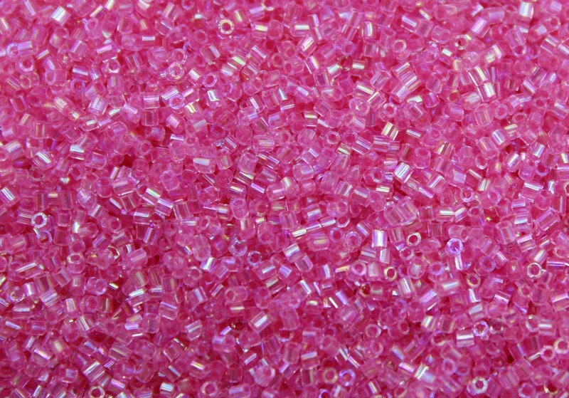 Matsuno Hexagon  2 Cut, 15/0, Pink AB, Japanese Seed Beads, 10/20/50 Grams, Hex Cut Beads, MGB Glass Beads, Embroidery Material, Jewelry Supply. S3