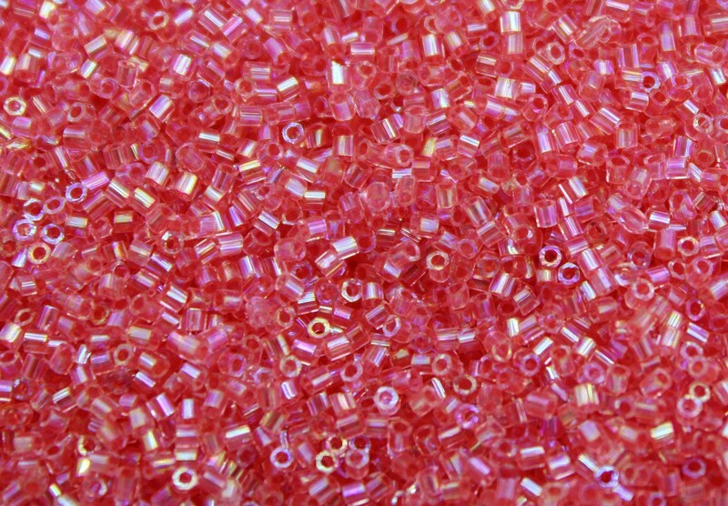 Matsuno Hexagon 2 Cut, 15/0, Light Raspberry AB, Japanese Seed Beads, 10/20/50 Grams, Hex Cut Beads, MGB Beads, Embroidery Material, 8R (558)/S16