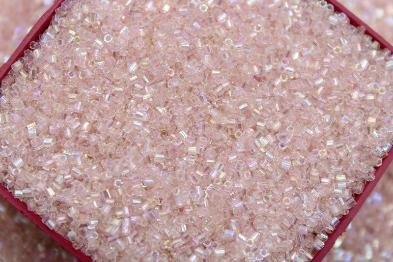 Matsuno Hexagon 2 Cut, 15/0, Blush Pink AB, Japanese Seed Beads, 10/20/50 Grams, Hex Cut Beads, MGB Glass Beads, Embroidery Material, 9R (541)/S13