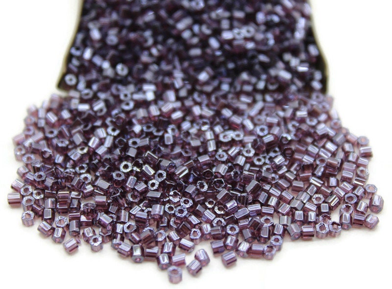 11/0 Preciosa 2 Cut Beads, Dark Amethyst Luster, Hexagon Glass Czech Seed Beads, 20/50/100 Grams Packs, Preciosa Ornella Beads, Embroidery Material, Jewelry Findings, 26060/S28