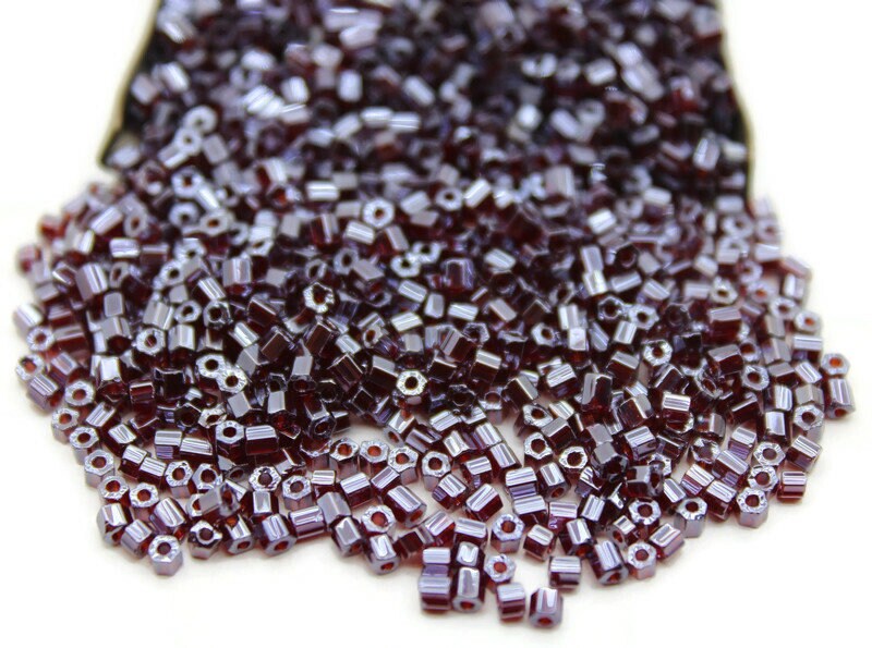 11/0 Preciosa 2 Cut Beads, Burgundy Luster, Hexagon Glass Czech Seed Beads, 20/50/100 Grams Packs, Preciosa Ornella Beads, Embroidery Beads, Jewelry Findings, 96120/S30