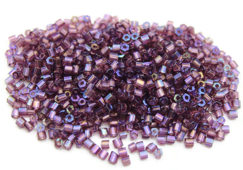 11/0 Preciosa 2 Cut Beads, Amethyst Rainbow, Hexagon Glass Czech Seed Beads, 20/50/100 Grams Packs, Preciosa Ornella Beads, Embroidery Beads, Jewelry Findings, 21060/S31