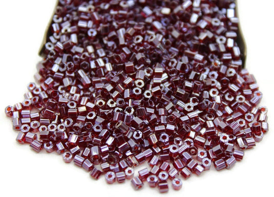 11/0 Preciosa 2 Cut Beads, Dark Ruby Luster, Hexagon Glass Czech Seed Beads, 20/50/100 Grams Packs, Preciosa Ornella Beads, Embroidery Beads, Jewelry Findings, 96120/S33