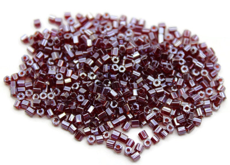 11/0 Preciosa 2 Cut Beads, Dark Ruby Luster, Hexagon Glass Czech Seed Beads, 20/50/100 Grams Packs, Preciosa Ornella Beads, Embroidery Beads, Jewelry Findings, 96120/S33