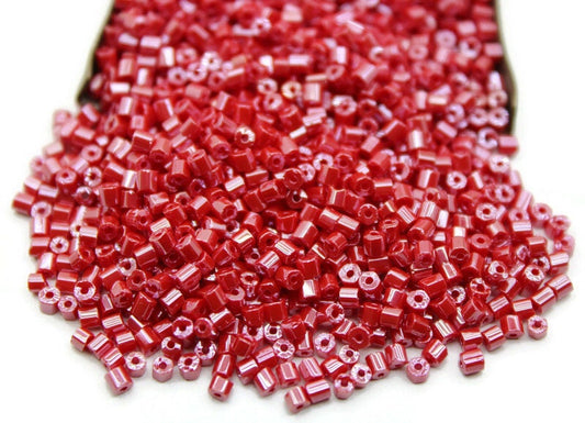 11/0 Preciosa 2 Cut Beads, Lipstick Red Luster, Hexagon Glass Czech Seed Beads, 20/50/100 Grams Packs, Preciosa Ornella Beads, Embroidery Beads, Jewelry Findings, 18600/S34