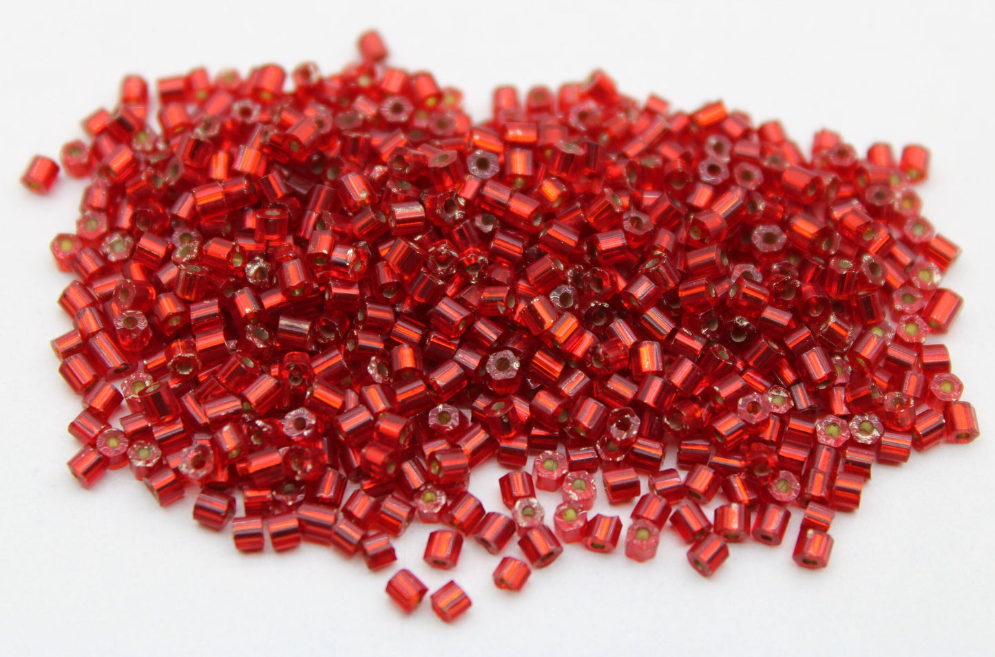 11/0 Preciosa 2 Cut Beads, Red Silver-Lined, Hexagon Glass Czech Seed Beads, 20/50/100 Grams Packs, Preciosa Ornella Beads, Embroidery Beads, Jewelry Findings, 97090/S39