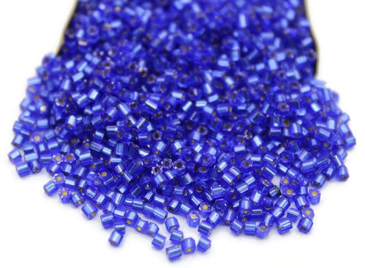 11/0 Preciosa 2 Cut Beads, Sapphire Blue Silver-Lined, Hexagon Glass Czech Seed Beads, 20/50/100 Grams Packs, Preciosa Ornella Beads, Embroidery Beads, Jewelry Findings, 37050/S40