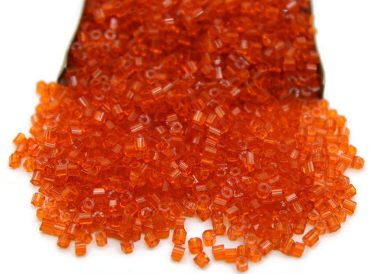 11/0 Preciosa 2 Cut Beads, Burnt Orange Transparent, Hexagon Glass Czech Seed Beads, 20/50/100 Grams Packs, Preciosa Ornella Beads, Embroidery Beads, Jewelry Findings, 90030/S42