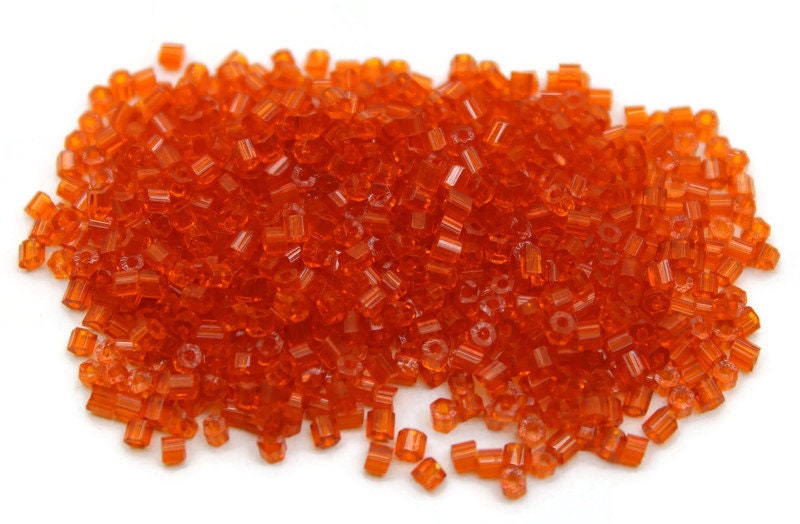 11/0 Preciosa 2 Cut Beads, Burnt Orange Transparent, Hexagon Glass Czech Seed Beads, 20/50/100 Grams Packs, Preciosa Ornella Beads, Embroidery Beads, Jewelry Findings, 90030/S42