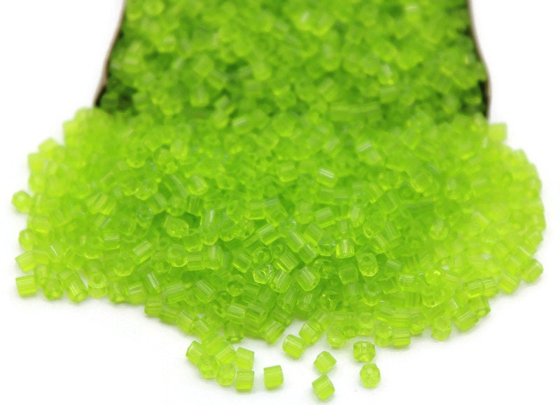 11/0 Preciosa 2 Cut Beads, Apple Green Transparent, Hexagon Glass Czech Seed Beads, 20/50/100 Grams Packs, Preciosa Ornella Beads, Embroidery Beads, Jewelry Findings, 50220/S44