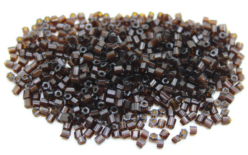 11/0 Preciosa 2 Cut Beads, Dark Brown Transparent, Hexagon Glass Czech Seed Beads, 20/50/100 Grams Packs, Preciosa Ornella Beads, Embroidery Beads, Jewelry Findings, 10140/S50