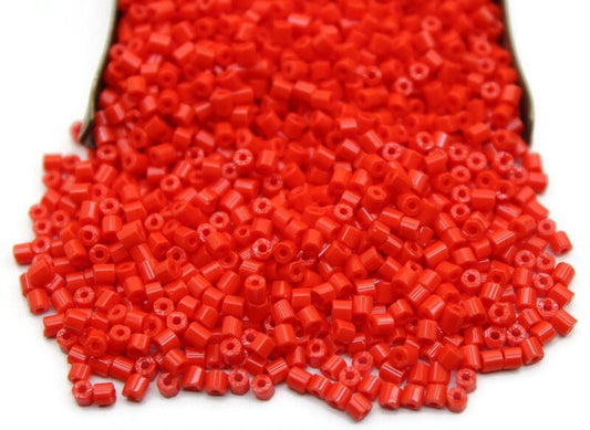 11/0 Preciosa 2 Cut Beads, Light Red Opaque, Hexagon Glass Czech Seed Beads, 20/50/100 Grams Packs, Preciosa Ornella Beads, Embroidery Beads, Jewelry Findings, 93170/S56